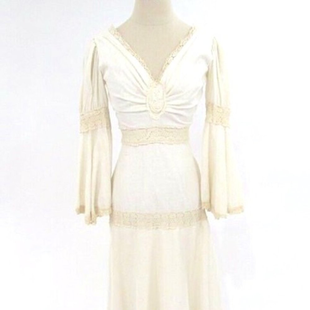 Gunne Sax STYLE Vintage Linen 60s Wedding Dress